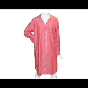 Lands’ End Long sleeve XL button down collar herringbone 1 pocket night shirt